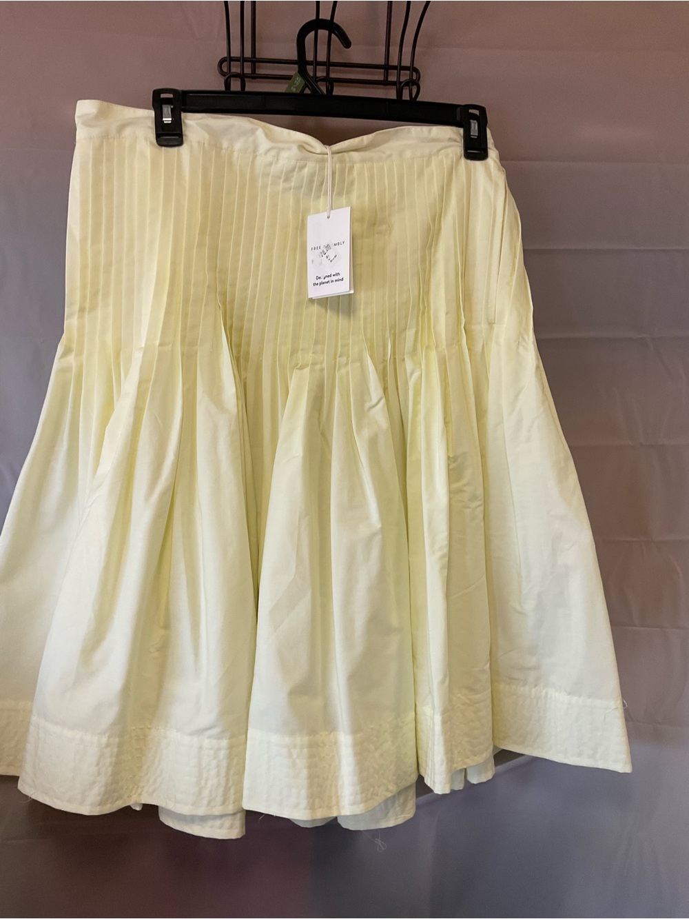 Soft Pleated A-Line Skirt in Pale Yellow